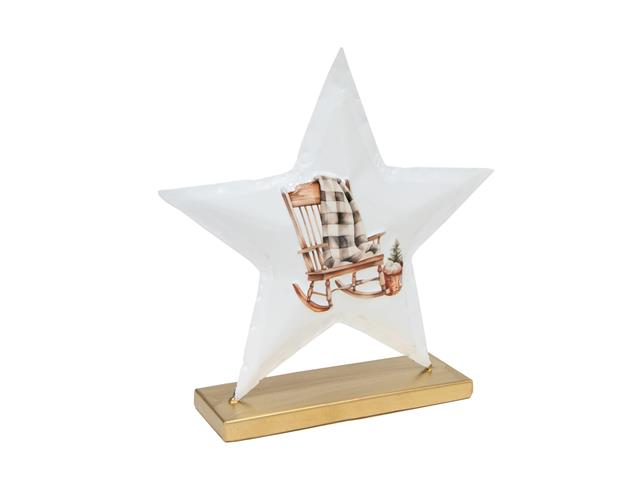 7.5" WHITE METAL TABLETOP STAR DECOR (ROCKING CHAIR)